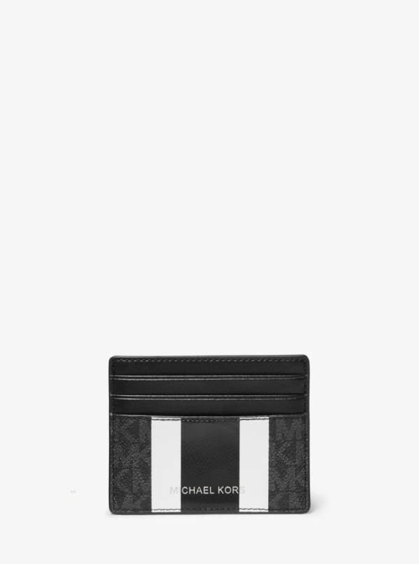 Panske Penazenky Michael Kors Hudson Logo Stripe Tall Card Case Čierne - Doplnky Michael Kors Nejlevnejsi | ASPVW-2650